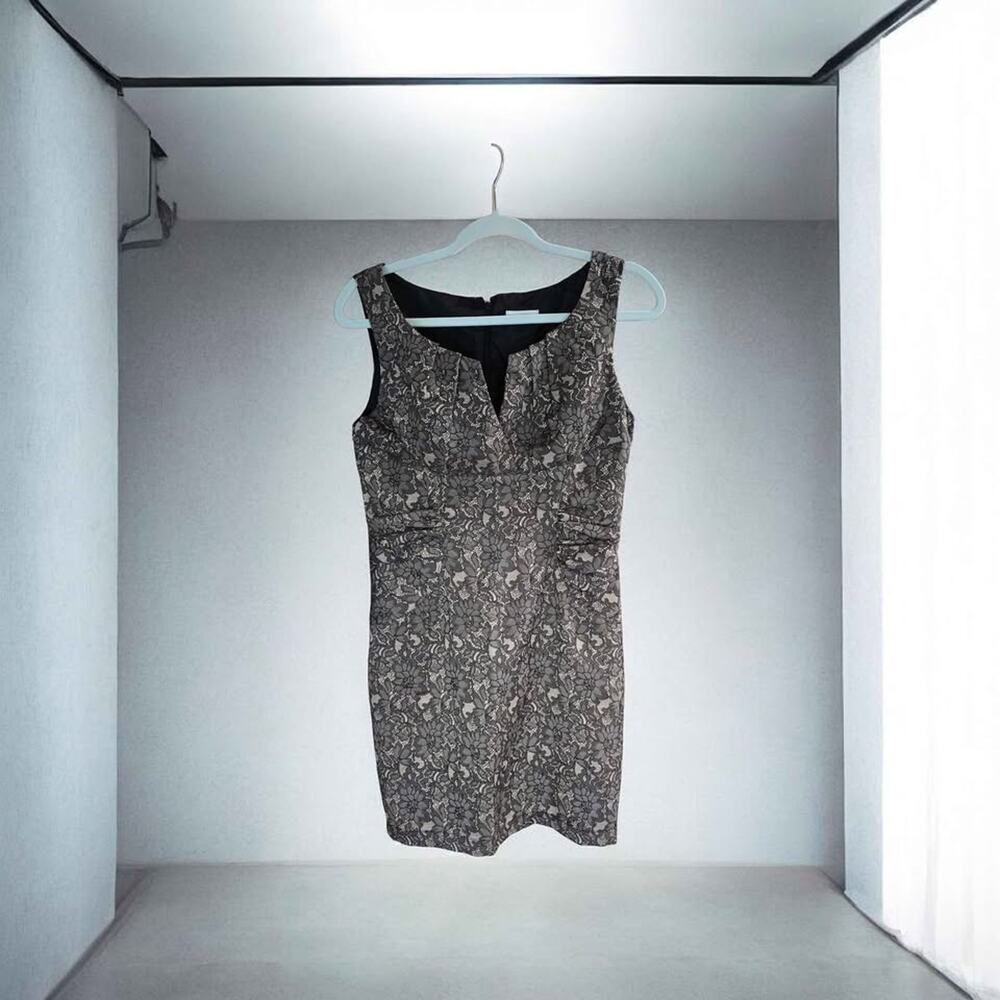 André Oliver Black Beige Lace Sleeveless Cocktail Dress